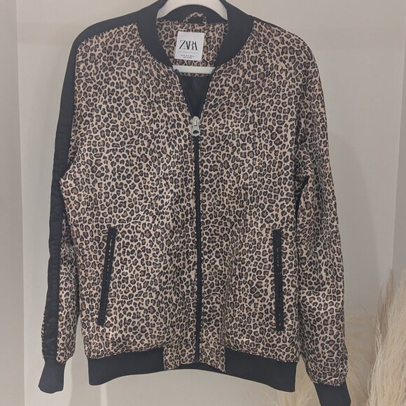 Zara Leopard Print Bomber Jacket (M) - Picture 1 of 5